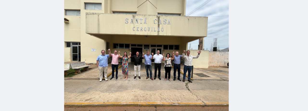 o Prefeito Du Pilon juntamente do Vice-prefeito Emílio Celular, recebem o Deputado Federal Vitor Lippi, para uma visita a Santa Casa de Saúde de Cerquilho, para entender as demandas e as necessidades mais urgentes de investimentos.