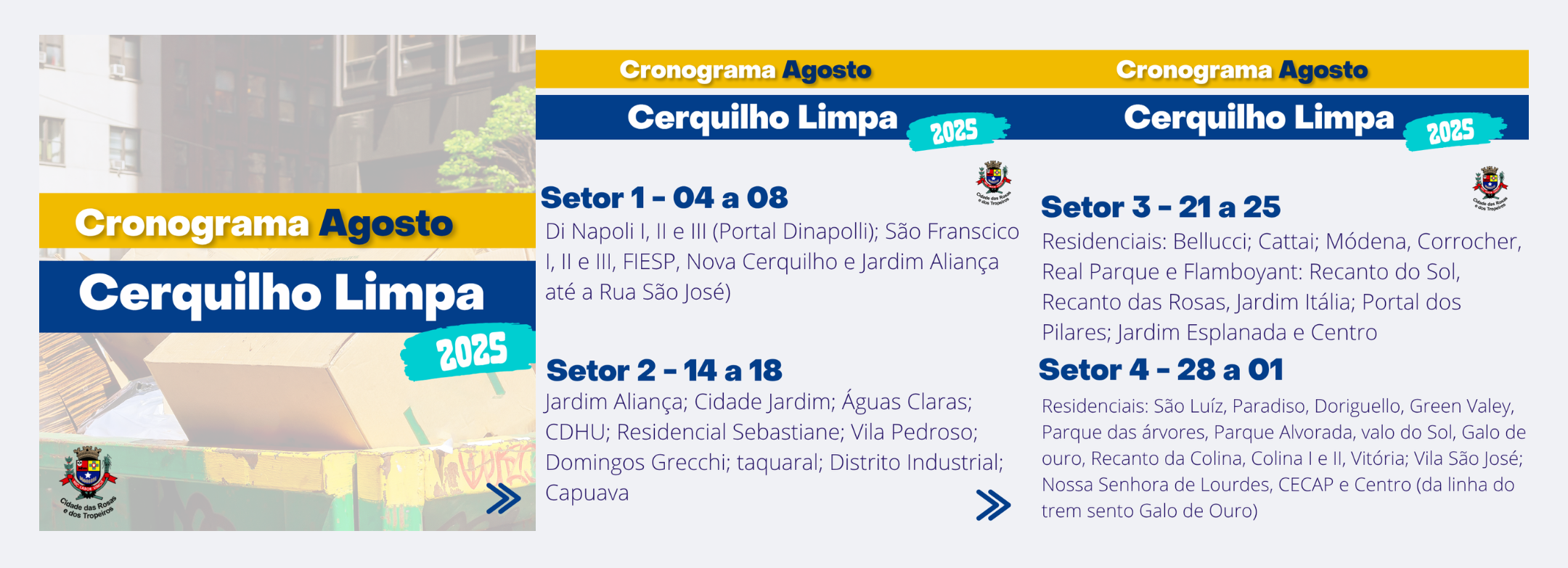 Confira o cronograma do Cerquilho Limpa de Agosto 2025