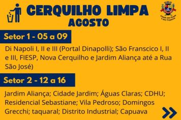 Cronograma Cerquilho Limpa em AGOSTO