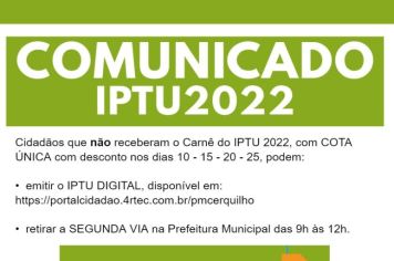 COMUNICADO IPTU 2022