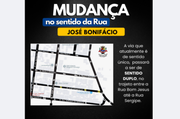 A Prefeitura Municipal de Cerquilho, através da Diretoria Municipal de Trânsito, comunica a todos que a partir do dia 20 de Janeiro de 2025 (segunda-feira) a Rua José Bonifácio, localizado no Residencial Forte Ville, terá mudança em sua direção.