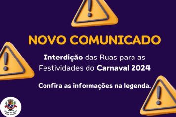 Confira quais ruas serão interditadas para as festividades do Carnaval de Cerquilho 2024 