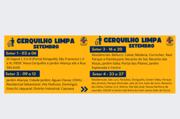Prefeitura de Cerquilho informa o Cronograma Cerquilho Limpa em Setembro