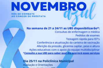 Prefeitura de Cerquilho, por meio da Secretaria de Saúde e Promoção Social promove a campanha Novembro Azul 