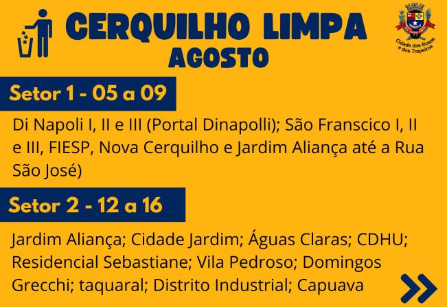 Cronograma Cerquilho Limpa em AGOSTO