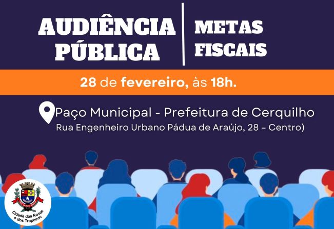Prefeitura de Cerquilho convida toda a população para participar da Audiência Pública de Metas Fiscais 