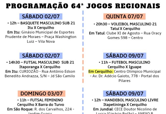 Delegação de Cerquilho se prepara para o 64° Jogos Regionais 2022