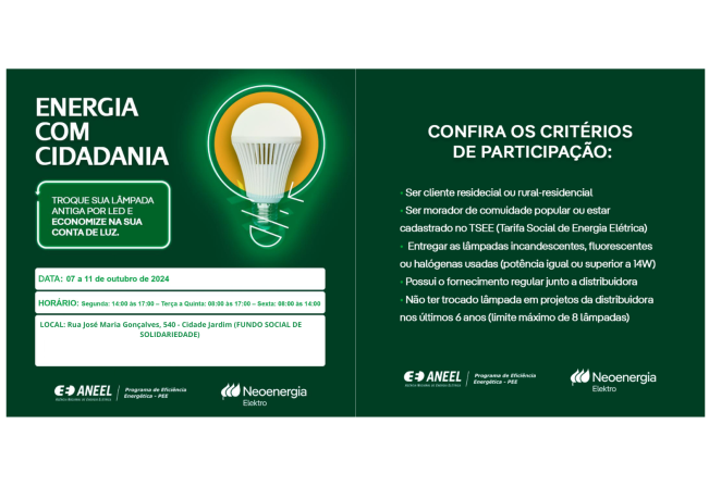 TROCA DE LÂMPADAS! A Prefeitura de Cerquilho informa a programação do Projeto Energia Com Cidadania em Cerquilho.