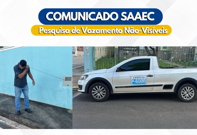 A Prefeitura Municipal de Cerquilho, juntamente com o SAAEC, informa sobre o início dos trabalhos de Pesquisa de Vazamento Não-Visíveis (vazamentos de água que não afloram ao asfalto ou até mesmo às calçadas).