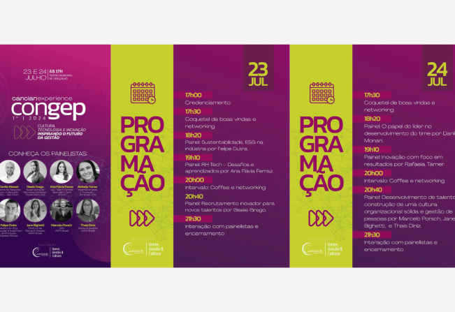  O Teatro Municipal de Cerquilho apresenta o CONGEP, o Primeiro Congresso de Gestão de Pessoas de Tietê, Cerquilho e Região, nos dias dias 23 e 24 de julho 