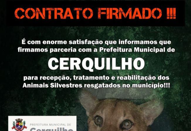 A Prefeitura Municipal por meio da Secretaria de Agricultura, Abastecimento e Meio Ambiente informa sobre contrato com o Núcleo da Floresta para recepção, tratamento e reabilitação dos animais silvestres resgatados no município.