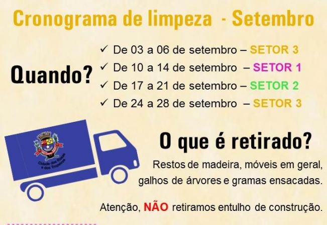 Prefeitura de Cerquilho informa sobre Cronograma de Limpeza em Setembro