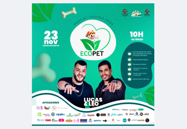 A Prefeitura de Cerquilho, por meio da Secretaria de Agricultura, Abastecimento e Meio Ambiente, convida a população para prestigiar o evento ECOPET 2024. Confira!