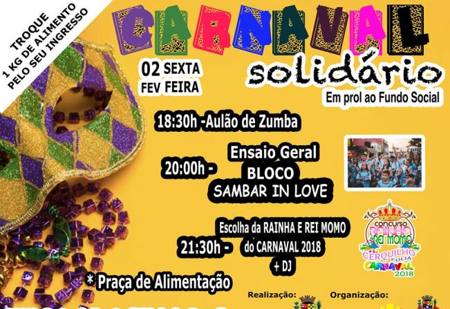 Prefeitura divulga locais de troca de ingresso para o Carnaval Solidário em Cerquilho