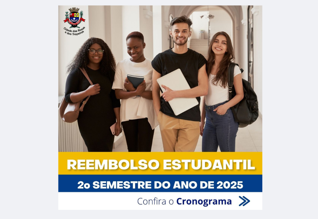 ATENÇÃO ESTUDANTES! A Secretaria de Educação e Cultura informa o cronograma do 2º semestre de 2025 para o Reembolso Escolar. Confira