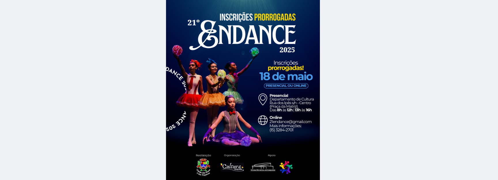 INSCRIÇÕES PRORROGADAS – 21º ENDANCE. Confira