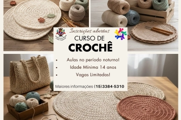  Abertas as vagas para o Curso de Crochê.