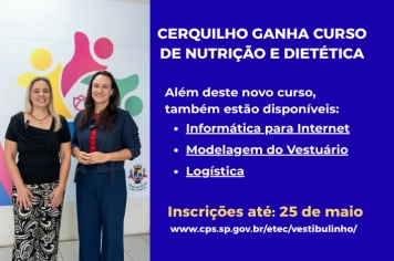 Cerquilho ganha curso de Nutrição e Dietética